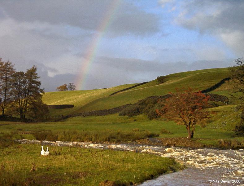 Rainbow.jpg - "Rainbow"  - by Nita Dewar. Rainbow over Long Preston Beck after a storm